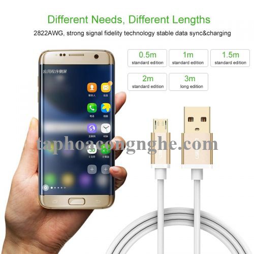 Ugreen 30659 0.5M màu Vàng Cáp sạc truyền dữ liệu USB 2.0 sang MICRO USB đầu mạ vàng US134 30030659